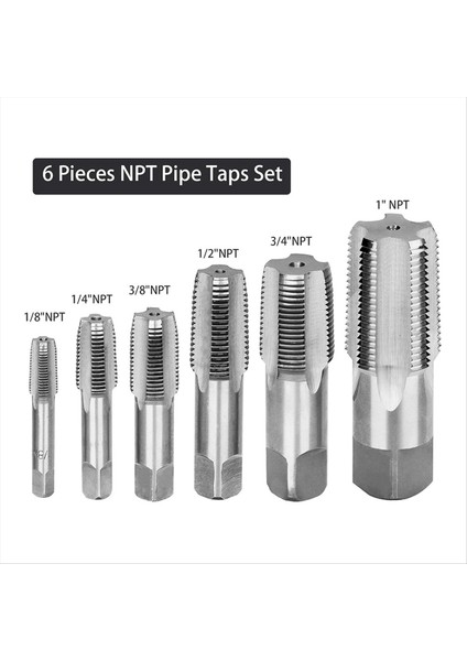 6 Parçalı Npt Boru Musluk Seti Tesisatçılar Için Depolama Çantası ile Hassas Karbon Çelik Konik Musluk Seti (Yurt Dışından) modelleri