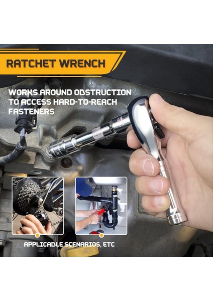 Güdük Ratchet Set-3/8in Drive Cırcır Sapı Uzatma Çubukları 72-T Tersinir Hızlı Serbest Bırakma Head Mini Cırcır Anahtarı (Yurt Dışından) modelleri