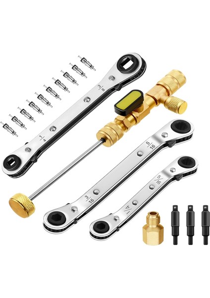 Soğutma Servisi Anahtar Seti 1/4 ve 5/16 Port Service Wrench3/8 1/4 5/16 3/16IN (Yurt Dışından)