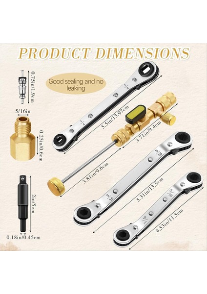 Soğutma Servisi Anahtar Seti 1/4 ve 5/16 Port Service Wrench3/8 1/4 5/16 3/16IN (Yurt Dışından) fiyatları
