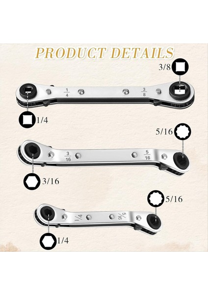 Soğutma Servisi Anahtar Seti 1/4 ve 5/16 Port Service Wrench3/8 1/4 5/16 3/16IN (Yurt Dışından) indirimleri