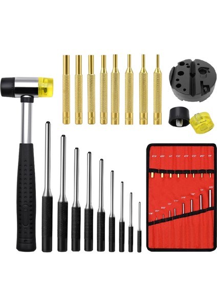 Depolama Torbası ile Rulo Pimi Yumruk Seti Smithing Punch Onarım Aletleri Tezgah Blok Pim Puması ve Hammer ile (Yurt Dışından)