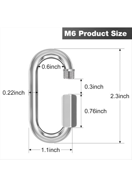 M6-20PCS Hızlı Bağlantılar Zincir Konektörler 1/4in Galvanizli Zincir Kilitleme Karabinacılar Kancaları 620LBS Ağır Yorum Iplik Klipleri (Yurt Dışından) fiyatları