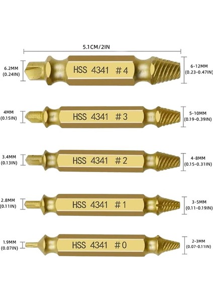 6 Adet Hasarlı Vida Çıkarıcı Kiti Soyulmuş Vida Çıkarıcı Kırık Aletin Ortak Boyutlarını Kolayca ve Hızlı Bir Şekilde Kaldırma Için Ayarlayın (Yurt Dışından) modelleri