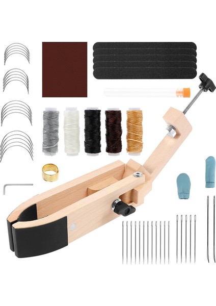 Deri Dikiş Midilli Katı Masa Masaüstü At Kelepçesi Çok Yönlü Dikişli Deri Ahşap Klip (Yurt Dışından)