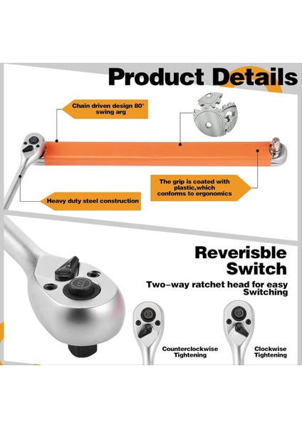 Ofset Uzatma Anahtarı ve Tork Anahtarı Kiti 1/2inch 1/4inch ve 3/8inç Kare Tork Anahtarları (Yurt Dışından) modelleri