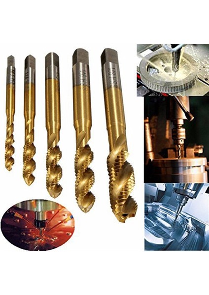 Spiral Sivri Musluklar Dokunma Iplik Şekillendirme Hss 5pc Metrik Spiral Yivli Makine Vidası Musluk M3 M4 M5 M6 M8 (Yurt Dışından) modelleri