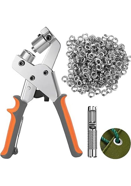 Grommet Tool Kit Ağır Deli Delin Pul Pensesi Aracı 500 Grommets Şezlon (Yurt Dışından)