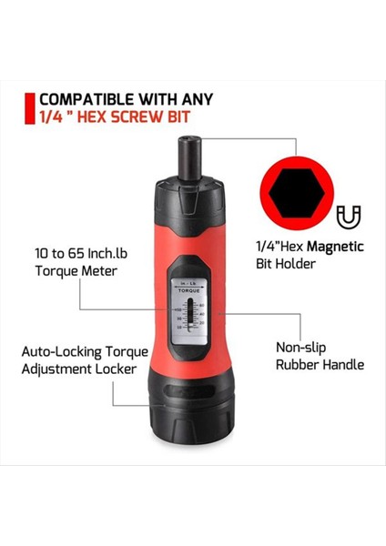 Doğru Tork Anahtarı Tornavida 1/4 Inç Ergonomik Kavrama Ayarlanabilir Aralık 10 65IN Lb (80) Bisiklet Onarım Aletleri (Yurt Dışından) fırsatları