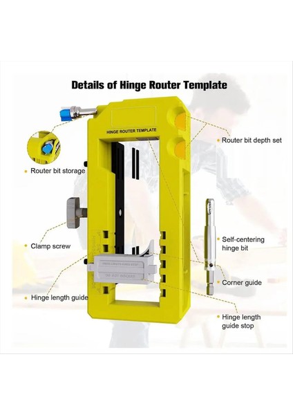 Kapı Menteşe Şablonu Kapı Menteşe Yönlendirici Şablonu Çıkarılabilir Ekler Dolap Menteşe Jig Dahil 3-5 Inç Uzunluğunda Sabit Uyum (Yurt Dışından)