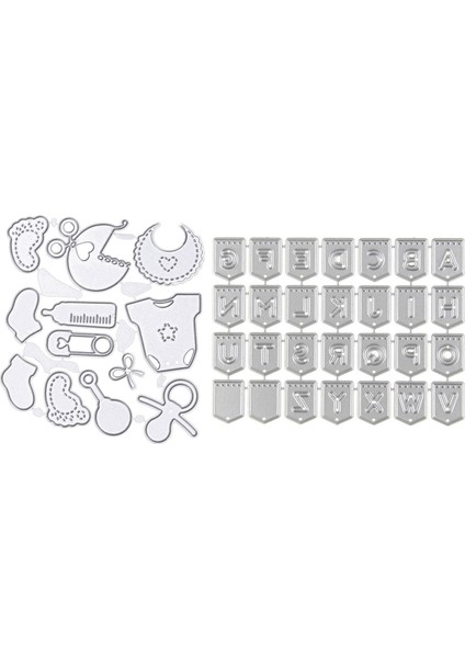 40 Pc Kabartma Şablonları Scrapbooking Kesme Şablonu Kabartma Makinesi 12 Pcs Bebek ve 28 Pcs Ingilizce Alfabesi (Yurt Dışından)