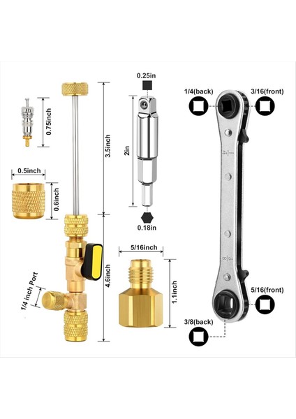 Valf Çekirdek Çıkma Aracı ve Hex Bit Adaptörü ile Hvac Servis Anahtarı Seti Sae Boyut 1/4 ve 5/16 Bağlantı Noktası 10 Pcs Valf Çekirdeği Et (Yurt Dışından) fırsatları