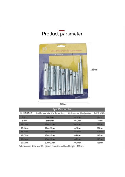 10 Parçalı Çift Başlı Anahtar Soket Tesisatçının Arka Fındık Buji Anahtarı Seti Buji Fişini 6-22 mm Genişletir (Yurt Dışından) fiyatları