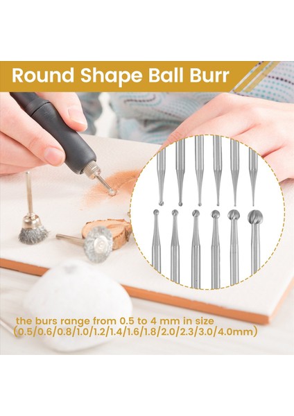 12PCS Yuvarlak Şekli Top Burr Seti - 3/32 Inç Şey Takı Yapımı Kırıklar Yuvarlak Top Şekli Gravür Bitleri (Yurt Dışından) fırsatları