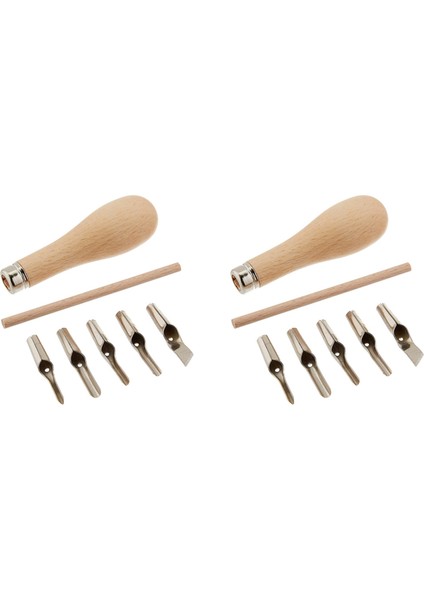 2x Lino Blok Kesme Kauçuk Damga Oyma Aletleri 10 Bıçak Ahşap Tutamağı Yazdırma Oyma Araçları Seti (Yurt Dışından)