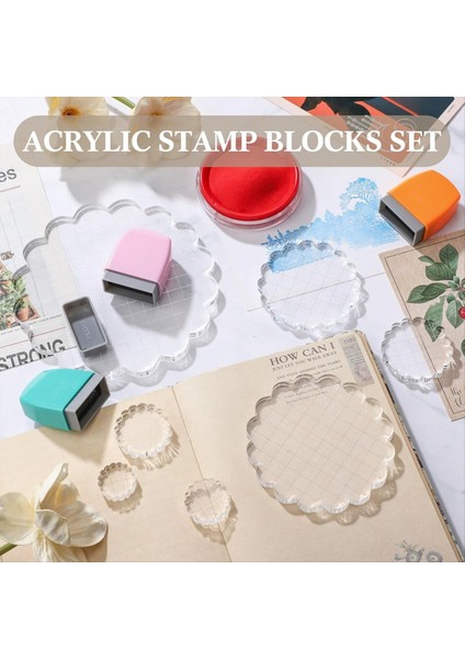 7 Adet Akrilik Damga Blokları Şebeke ve Kavrama ile Açık Damgalama Blokları Ayarlayın Çocuklar Için Dekoratif Damga Blokları (Yurt Dışından) indirimleri