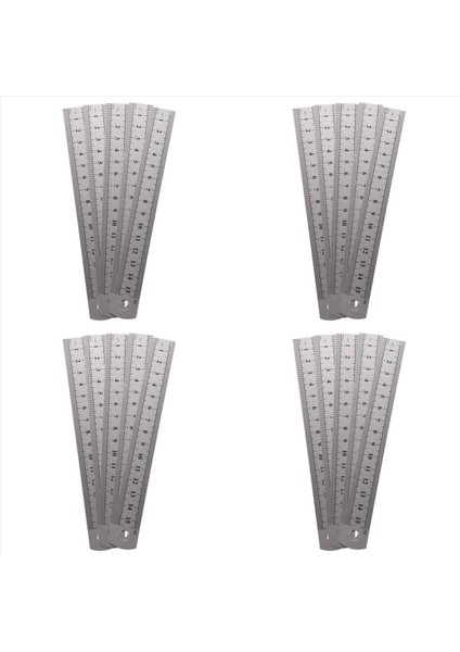 20 Adet Çift Tarafı Işaretli 15 cm 6 Inç Paslanmaz Çelik Düz Cetvel (Yurt Dışından)