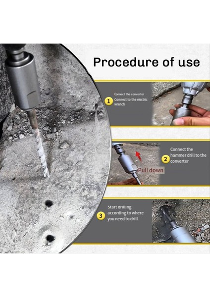 Darbe Anahtarını Elektrikli Çekiçe Dönüştürmek Için Adaptör 1/2 Dönüşüm Kafası Bağlama Çubuğu Kare Arayüzünü Dönüştürür (Yurt Dışından) fırsatları
