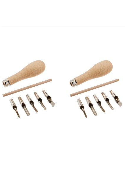 4x Lino Blok Kesme Kauçuk Damga Oyma Araçları 20 Bıçak Ahşap Saplı Baskı Oyma Araçları Seti (Yurt Dışından)