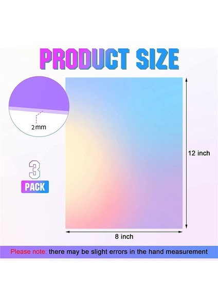 Akrilik Renkli Yarı Saydam Akrilik Yanardöner Radyant Tabaka Lazer Kesme Akrilik Kartı 8 x 12 Inç (3 Paket 2 6mm Kalınlığında) (Yurt Dışından) fiyatları