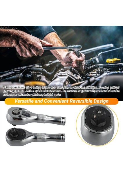 72 Diş Hızlı Soket Mini Cırcır Anahtarı 1/4 3/8 1/2 Büyük Orta Küçük Sinek Iki Yönlü Boynuzlar Kısa Saplı Onarım El Aletleri (Yurt Dışından) indirimleri