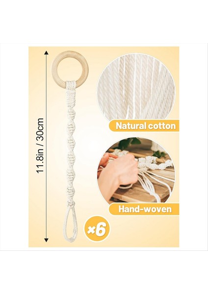 6 Paket Bitki Asılı Genişletici Ahşap Halka El Dokuma Saksı Ipi Asılı Pamuk Halat Bahçe Saksı Saksı (Yurt Dışından) fırsatları