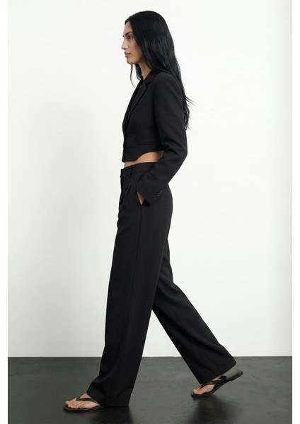 Kadın Yüksek Bel Ayarlanabilir Palazzo Kumaş Pantolon Kahverengi fiyatları