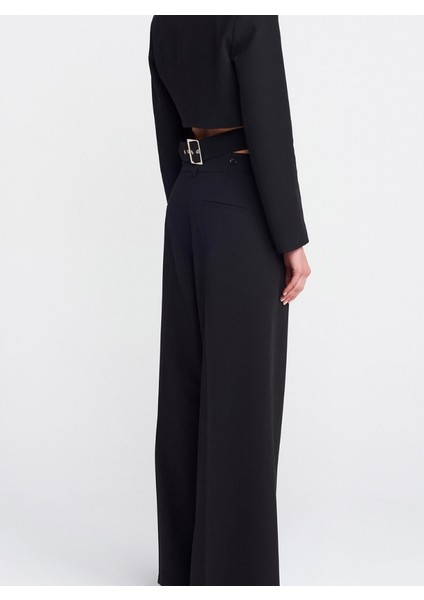 Kadın Yüksek Bel Ayarlanabilir Palazzo Kumaş Pantolon Kahverengi modelleri