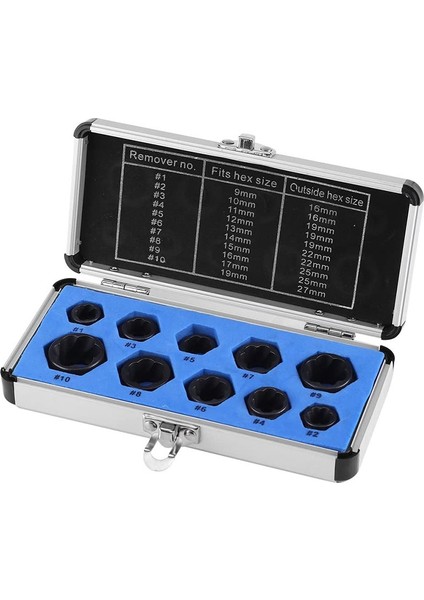 10PCS Soketi 9-19MM Hasarlı Somun Çıkarma Extractor Cıvata Çıkma Kilitleme Seti Dişleme Araçları Kiti (Yurt Dışından)