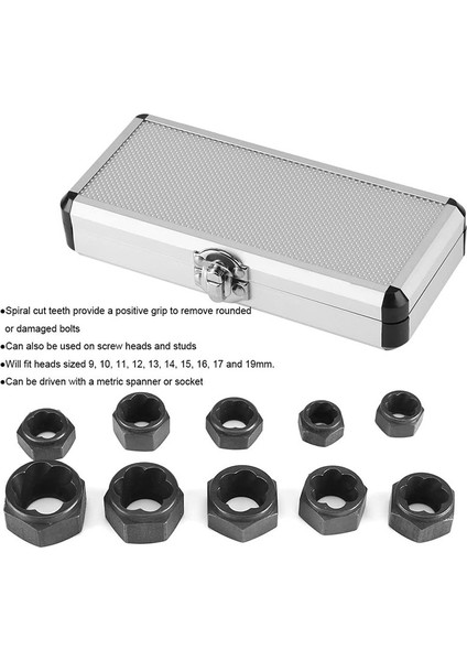10PCS Soketi 9-19MM Hasarlı Somun Çıkarma Extractor Cıvata Çıkma Kilitleme Seti Dişleme Araçları Kiti (Yurt Dışından) fiyatları