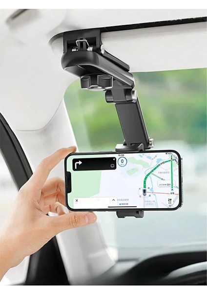 1080° Dönebilen Akrobatik Araba Telefon Tutacağı Güneşliğe Takılan Telefon Tutucu