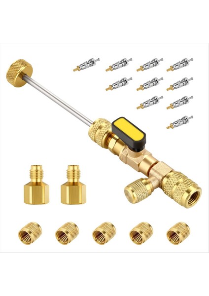 R410 R32 R22 R12 Için Hvac Valf Çekirdek Çıkarma Aracı Valf Çekirdekleri Somun ve R410 R32 Adaptörleri ile Valf Çekirdek Çıkarma (Yurt Dışından)