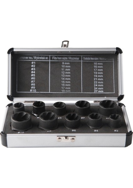 10 Adet Hasarlı Somun Cıvatası Sökücü 9-19MM Çıkarıcı Kaldırma Aletleri Set Işleme Alet Araç Garaj Mekaniği Çıkarıcı Aracı (Yurt Dışından)