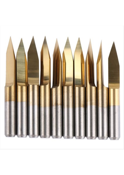 10PCS V Grooving Yönlendirici Bit 3 175MM Kaplamalı Tungsten Çelik Gravür Cnc Kesici Bit Oyma Aracı (3 175X30 ° X0 1) (Yurt Dışından)
