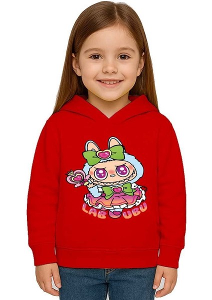 Unisex Baskılı Çocuk Swaetshirt Labubu Baskılı Kapüşonlu 3 Iplik Şardonlu fiyatları
