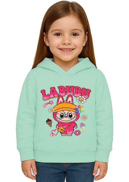 Unisex Baskılı Çocuk Swaetshirt Labubu Baskılı Kapüşonlu 3 Iplik Şardonlu fiyatları