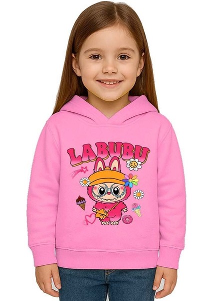 Unisex Baskılı Çocuk Swaetshirt Labubu Baskılı Kapüşonlu 3 Iplik Şardonlu fiyatları