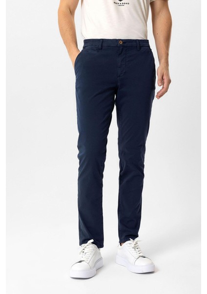 Lacivert Slim Fit Pamuklu Yan Cep Chino Pantolon modelleri