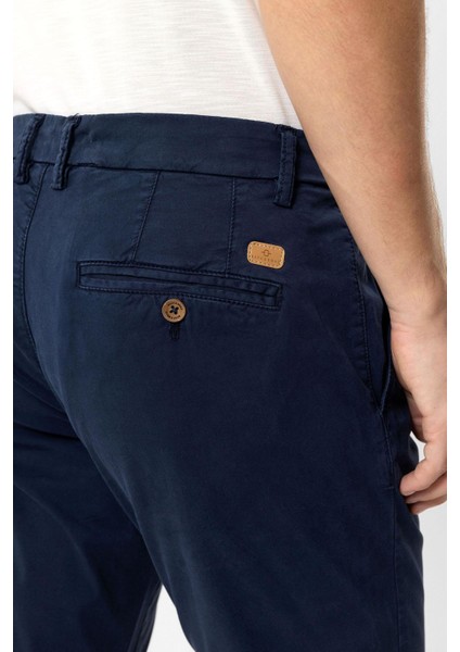 Lacivert Slim Fit Pamuklu Yan Cep Chino Pantolon