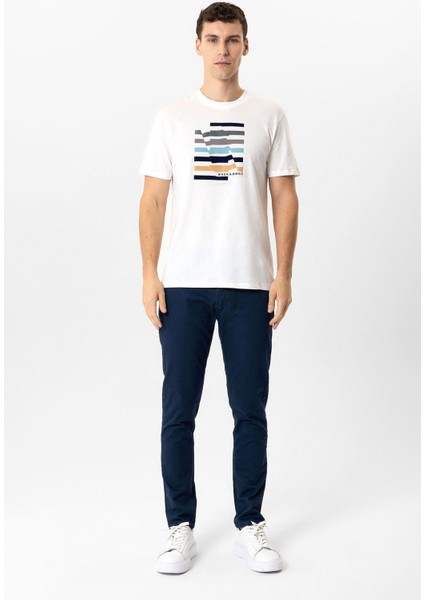 Lacivert Slim Fit Pamuklu Yan Cep Chino Pantolon