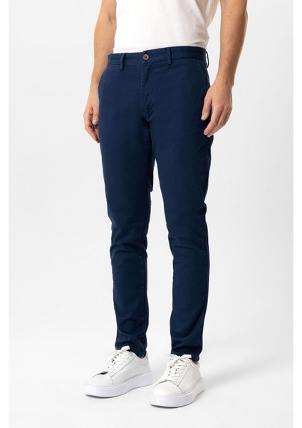 Lacivert Slim Fit Pamuklu Yan Cep Chino Pantolon fırsatları