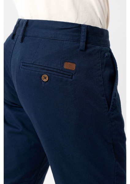 Lacivert Slim Fit Pamuklu Yan Cep Chino Pantolon