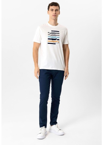 Lacivert Slim Fit Pamuklu Yan Cep Chino Pantolon