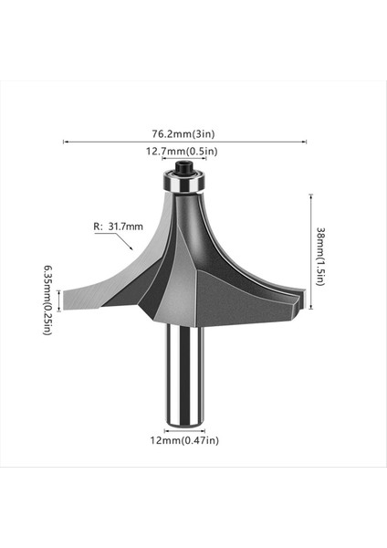 12MMX2-1/2 Şeytan Köşe Yuvarlak Tungsten Karbür Freze Kesici Ahşap Araçları (Yurt Dışından) indirimleri