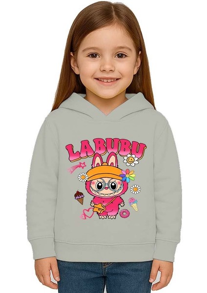 Unisex Baskılı Çocuk Swaetshirt Labubu Baskılı Kapüşonlu 3 Iplik Şardonlu fiyatları