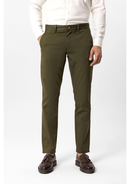 Haki Slim Fit Pamuklu Yan Cep Chino Pantolon fiyatları