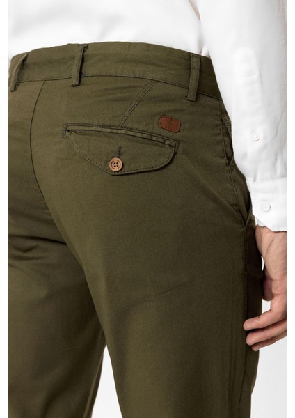 Haki Slim Fit Pamuklu Yan Cep Chino Pantolon fırsatları