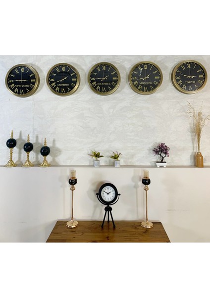 36 cm Eskitme Metal 5 Li Set Otel Dünya Saatleri Duvar Saati fiyatları