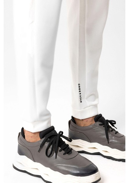 Beyaz Regular Fit Pamuklu Beli Bağlamalı Jogger Pantolon indirimleri