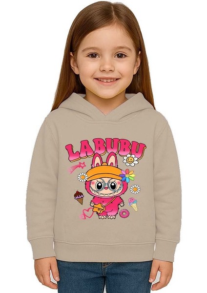 Unisex Baskılı Çocuk Swaetshirt Labubu Baskılı Kapüşonlu 3 Iplik Şardonlu fiyatları